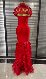 Selena Sexy Halter Mesh Ruffle Long Bandage Maxi Dress