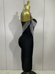 Kamila sparkly rhinestone mesh evening party dress for women, perfect for DJs, singers, and nightclub events.