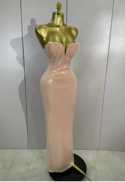 Mandy Elegant Sequin Strapless Bodycon Long Evening Dress
