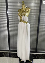 Charlotte Halter Sequined Circle Prairie Long Maxi Dress