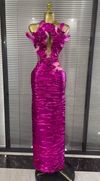 Joanne Rose Red Strapless Feather Mermaid Bodycon Long Dress