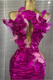 Joanne Rose Red Strapless Feather Mermaid Bodycon Long Dress