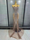 Envious Designs Mandie sexy strapless shining rhinestone mesh see-through floor-length mermaid dress for evening gala styling