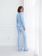 Women's Celestial Peplum Blazer with High Waisted Straight Pants