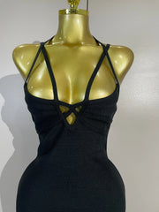 Nicole Sexy Backless Solid Color Bodycon Mini Bandage Dress