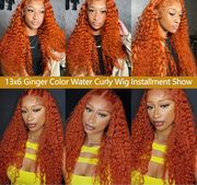 Ginger water wave human hair wig – 13x6 lace front 200% density 350# colored wig in 28 and 30 inch lengths, full natural human hair