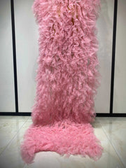 Women Sexy Mesh See Through Sequins Pink Maxi Long Dress Sparkly Sequin Evening Party Costume Stage Performance Birthday Dress