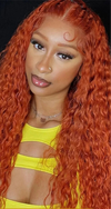 Ginger water wave human hair wig – 13x6 lace front 200% density 350# colored wig in 28 and 30 inch lengths, full natural human hair
