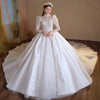 Satin O-Neck Backless Ball Gown Wedding Dress