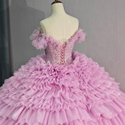 Sweetheart V-Neck Lace Quinceañera Ball Gown