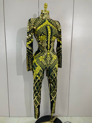 Gemini luxury shiny jumpsuit for women party night out statement outfit