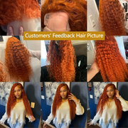 Ginger water wave human hair wig – 13x6 lace front 200% density 350# colored wig in 28 and 30 inch lengths, full natural human hair