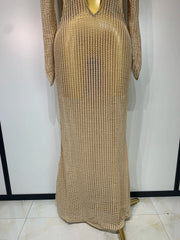 Envious Designs Milani V-neck long sleeve cutout knitted dress for evening party and nightclub styling