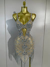 Lisette sparkly diamond tassel mesh mini dress featuring a sheer transparent design and bodycon silhouette