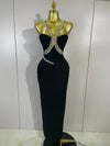 Envious Designs Diora elegant sparkly diamond halter sleeveless maxi bodycon bandage dress for evening party styling