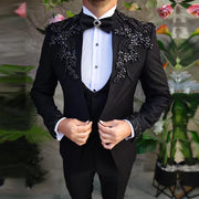 Black Beaded Gemstone Appliqué Men’s Tuxedo