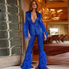 Glitter Royal Blue Women 2-Piece Suits