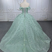 Crystal-Embellished Green Quinceañera Dress