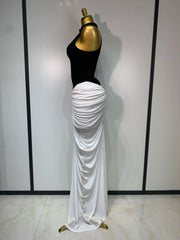 Camille patchwork sleeveless ruched bodycon maxi dress for evening wear