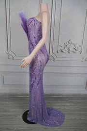 Kalea luxurious rhinestone floor-length prom dress.