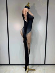 Nicole Sparkly Rhinestone Bodycon Performance Bodysuit