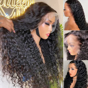 30 inch HD lace 13x4 human hair pre-plucked deep wave water wave lace front wig made with 100% Brazilian human hair.