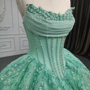 Scalloped Train Beaded Princess Quinceañera Gown