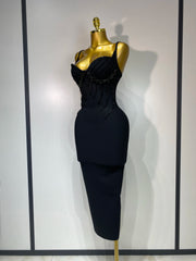 Marley women’s beaded spaghetti strap bodycon bandage dress for club, birthday, or wedding guest events.