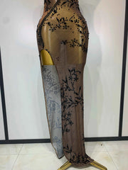 Corey Sexy O Neck Sleeveless Black Diamonds Crystal Maxi Dress