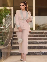 Luxurious beaded Slim Fit Pants Suits 2pc Set