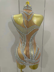 Toni Crystal See Through Stretch Mini Dress
