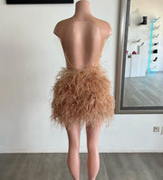 Brown Feather Birthday Dress