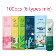 100 pcs LAIKOU Moisturizing Sleeping Mask Sakura Snail Seaweed Centella Face Mask Tendering & Nourishing Oil-control Skin Care