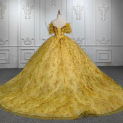 Yellow Organza Quinceañera Gown