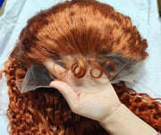 Ginger water wave human hair wig – 13x6 lace front 200% density 350# colored wig in 28 and 30 inch lengths, full natural human hair