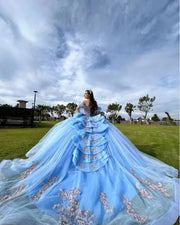 2024 Sky Blue Princess Quinceanera Dress