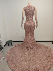 Thea Black Alluring Sequin and Feather Deep V Mermaid Gown- Ready to Ship