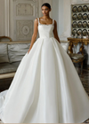 Sleeveless A-Line Wedding Dress 2025 Beaded Square Collar Satin Bride Gown Princess
