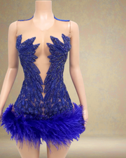 Blue Sparkly Sexy Rhinestone Sleeveless Birthday Dress