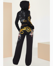 Swallow Bird Cropped Hooded Pant Sets