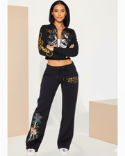 Swallow Bird Cropped Hooded Pant Sets