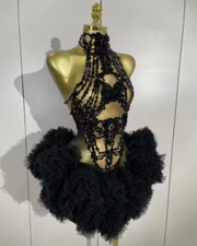 Layla Black Diamonds Mesh Sexy See-Through Cocktail Mini Dress