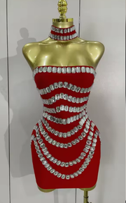 Tasha Sparkly Rhinestones Strapless Mini Bandage Dress