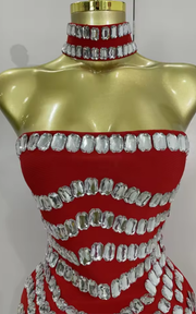 Tasha Sparkly Rhinestones Strapless Mini Bandage Dress