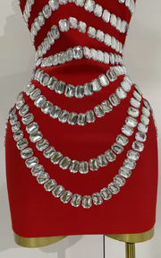 Tasha Sparkly Rhinestones Strapless Mini Bandage Dress