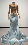 Alexi exquisite sparkly crystal satin mermaid prom dress for women formal night