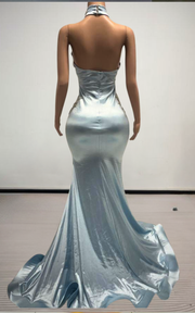 Alexi exquisite sparkly crystal satin mermaid prom dress for women formal night