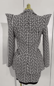 Gabriella Jacquard Long Sleeve Coat and Strapless Bodycon Bandage Mini Dress Set