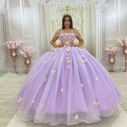 Cute Lilac Princess Butterfly Quinceanera Dress With Bow