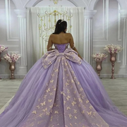 Cute Lilac Princess Butterfly Quinceanera Dress With Bow